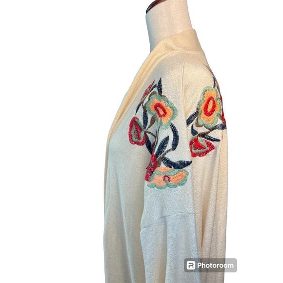 Chic Soul Embroidered Cardigan, Open Front, Floral, Multicolor, size 1XL - Picture 2 of 12